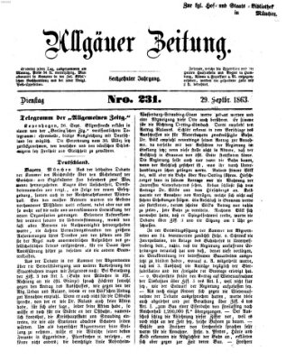 Allgäuer Zeitung Dienstag 29. September 1863