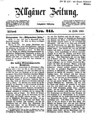 Allgäuer Zeitung Mittwoch 14. Oktober 1863