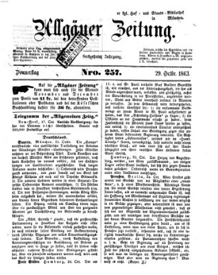 Allgäuer Zeitung Donnerstag 29. Oktober 1863