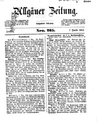 Allgäuer Zeitung Samstag 7. November 1863