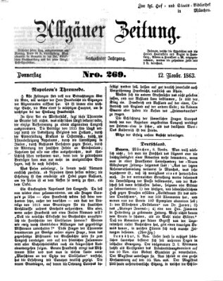 Allgäuer Zeitung Donnerstag 12. November 1863