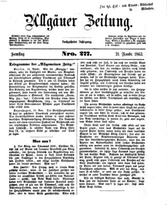 Allgäuer Zeitung Samstag 21. November 1863