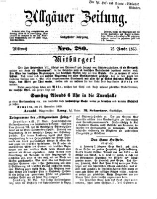 Allgäuer Zeitung Mittwoch 25. November 1863