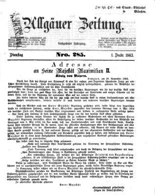 Allgäuer Zeitung Dienstag 1. Dezember 1863