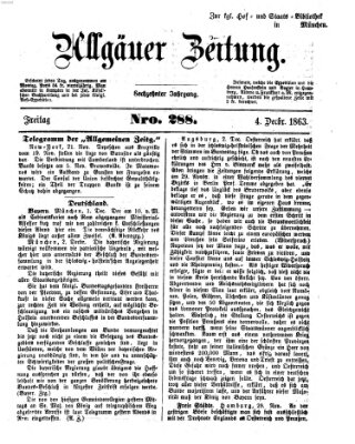 Allgäuer Zeitung Freitag 4. Dezember 1863