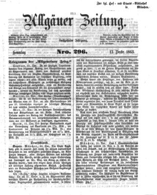 Allgäuer Zeitung Sonntag 13. Dezember 1863