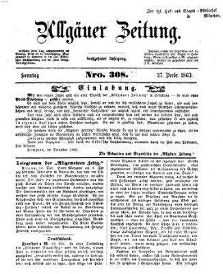 Allgäuer Zeitung Sonntag 27. Dezember 1863