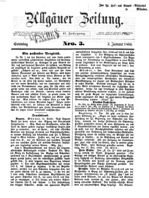 Allgäuer Zeitung Sonntag 3. Januar 1864