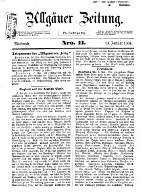 Allgäuer Zeitung Mittwoch 13. Januar 1864