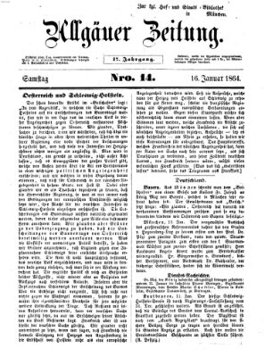 Allgäuer Zeitung Samstag 16. Januar 1864