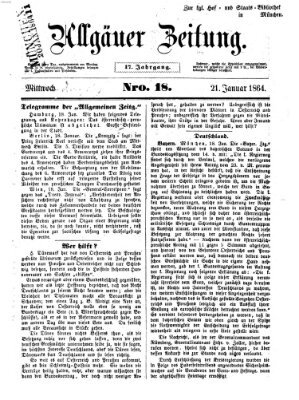 Allgäuer Zeitung Donnerstag 21. Januar 1864