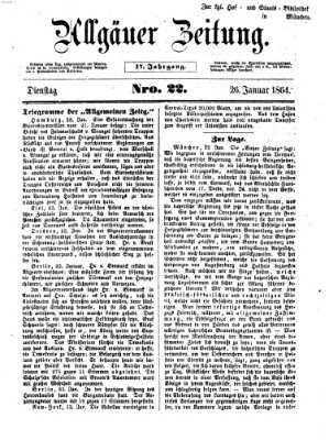 Allgäuer Zeitung Dienstag 26. Januar 1864