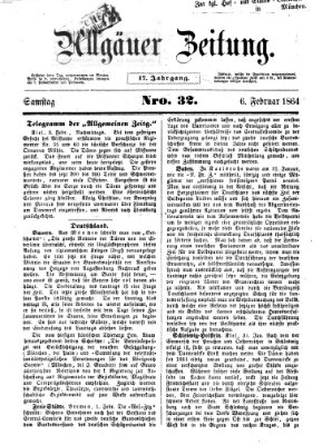 Allgäuer Zeitung Samstag 6. Februar 1864