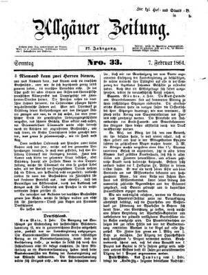 Allgäuer Zeitung Sonntag 7. Februar 1864