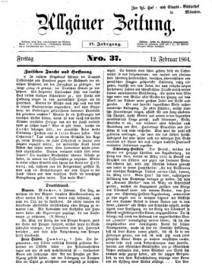 Allgäuer Zeitung Freitag 12. Februar 1864