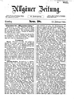 Allgäuer Zeitung Samstag 13. Februar 1864