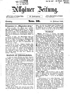 Allgäuer Zeitung Sonntag 14. Februar 1864