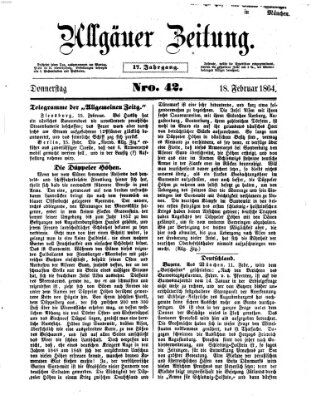 Allgäuer Zeitung Donnerstag 18. Februar 1864