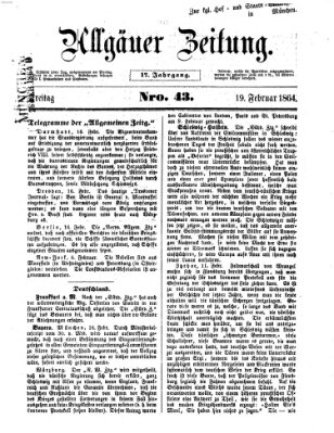 Allgäuer Zeitung Freitag 19. Februar 1864