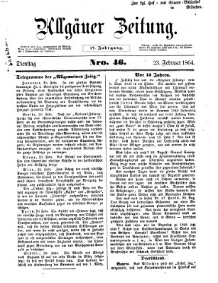 Allgäuer Zeitung Dienstag 23. Februar 1864