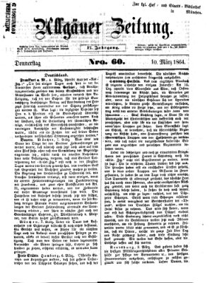 Allgäuer Zeitung Donnerstag 10. März 1864