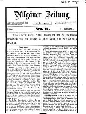 Allgäuer Zeitung Freitag 11. März 1864