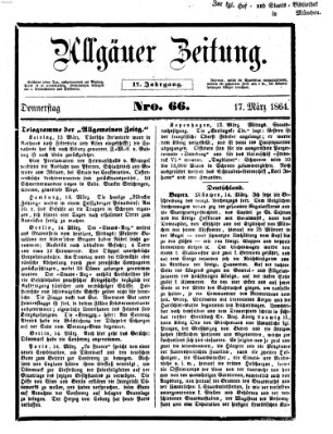 Allgäuer Zeitung Donnerstag 17. März 1864