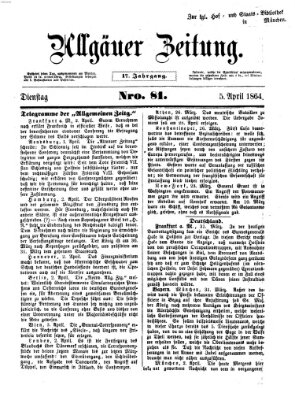 Allgäuer Zeitung Dienstag 5. April 1864