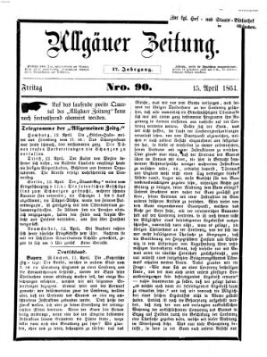 Allgäuer Zeitung Freitag 15. April 1864