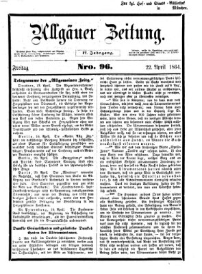 Allgäuer Zeitung Freitag 22. April 1864