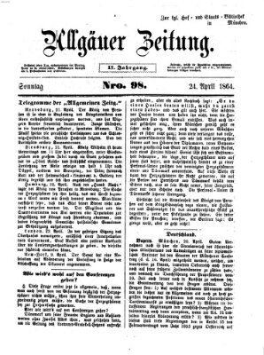 Allgäuer Zeitung Sonntag 24. April 1864