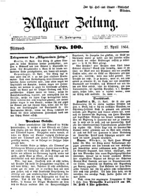 Allgäuer Zeitung Mittwoch 27. April 1864