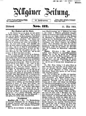 Allgäuer Zeitung Mittwoch 11. Mai 1864