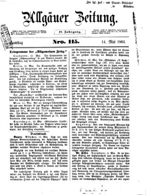 Allgäuer Zeitung Samstag 14. Mai 1864