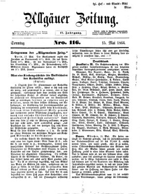 Allgäuer Zeitung Sonntag 15. Mai 1864