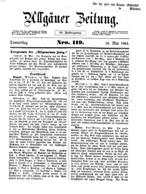 Allgäuer Zeitung Donnerstag 19. Mai 1864