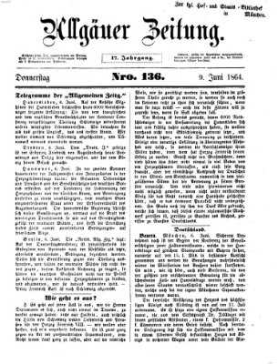 Allgäuer Zeitung Donnerstag 9. Juni 1864