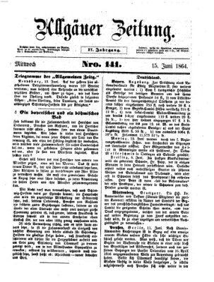 Allgäuer Zeitung Mittwoch 15. Juni 1864