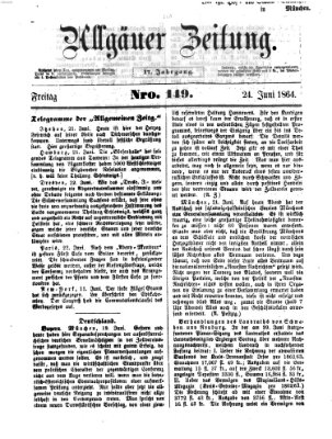 Allgäuer Zeitung Freitag 24. Juni 1864