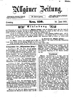 Allgäuer Zeitung Sonntag 26. Juni 1864