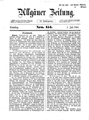 Allgäuer Zeitung Samstag 2. Juli 1864