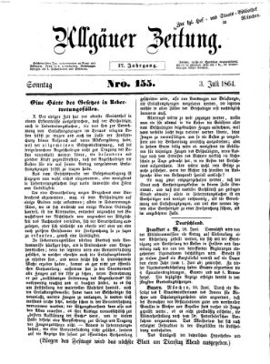 Allgäuer Zeitung Sonntag 3. Juli 1864