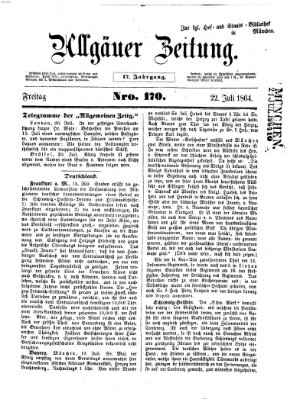 Allgäuer Zeitung Freitag 22. Juli 1864