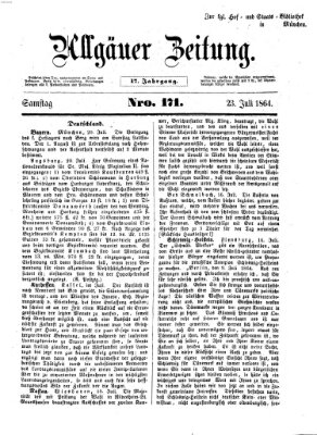 Allgäuer Zeitung Samstag 23. Juli 1864