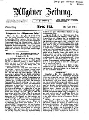 Allgäuer Zeitung Donnerstag 28. Juli 1864