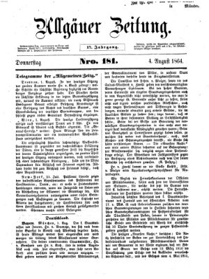 Allgäuer Zeitung Donnerstag 4. August 1864