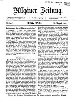 Allgäuer Zeitung Mittwoch 10. August 1864