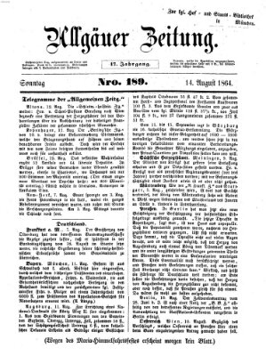 Allgäuer Zeitung Sonntag 14. August 1864