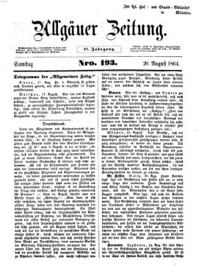 Allgäuer Zeitung Samstag 20. August 1864