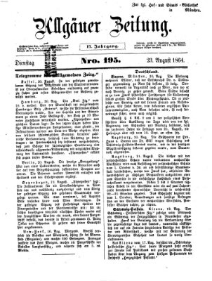 Allgäuer Zeitung Dienstag 23. August 1864